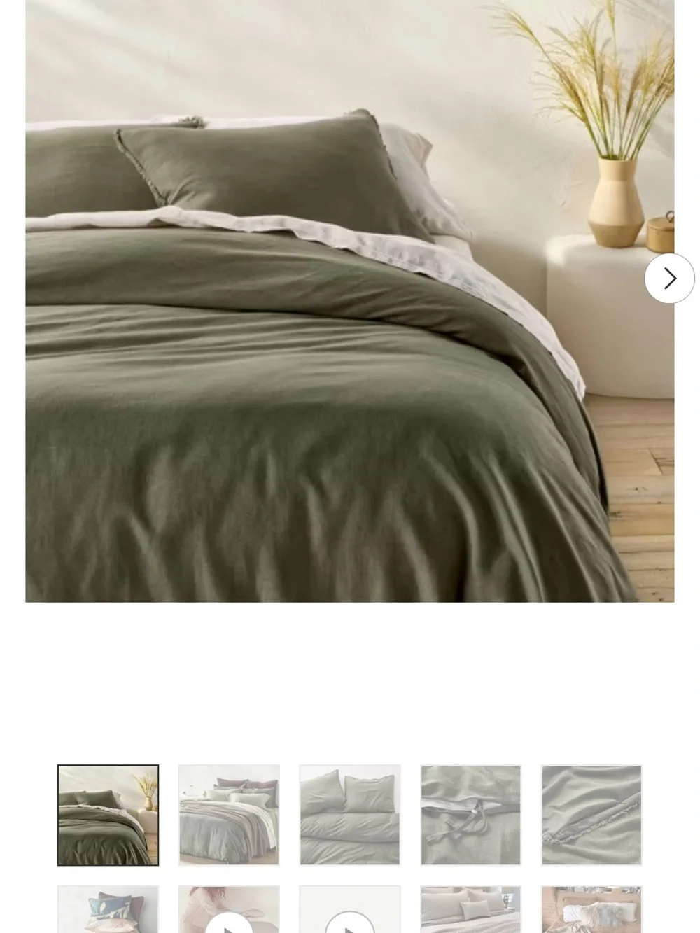 Casaluna Olive Green heavyweight rayon linen duvet set full/queen